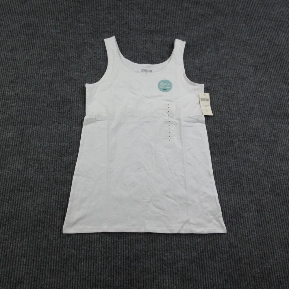 Duluth Trading Co Tank Womens M White Built-In Shelf Bra Jersey Stretch NWT